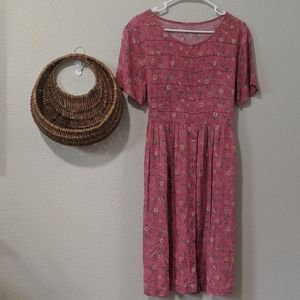 Mauve-y Pink Floral Midi-Dress